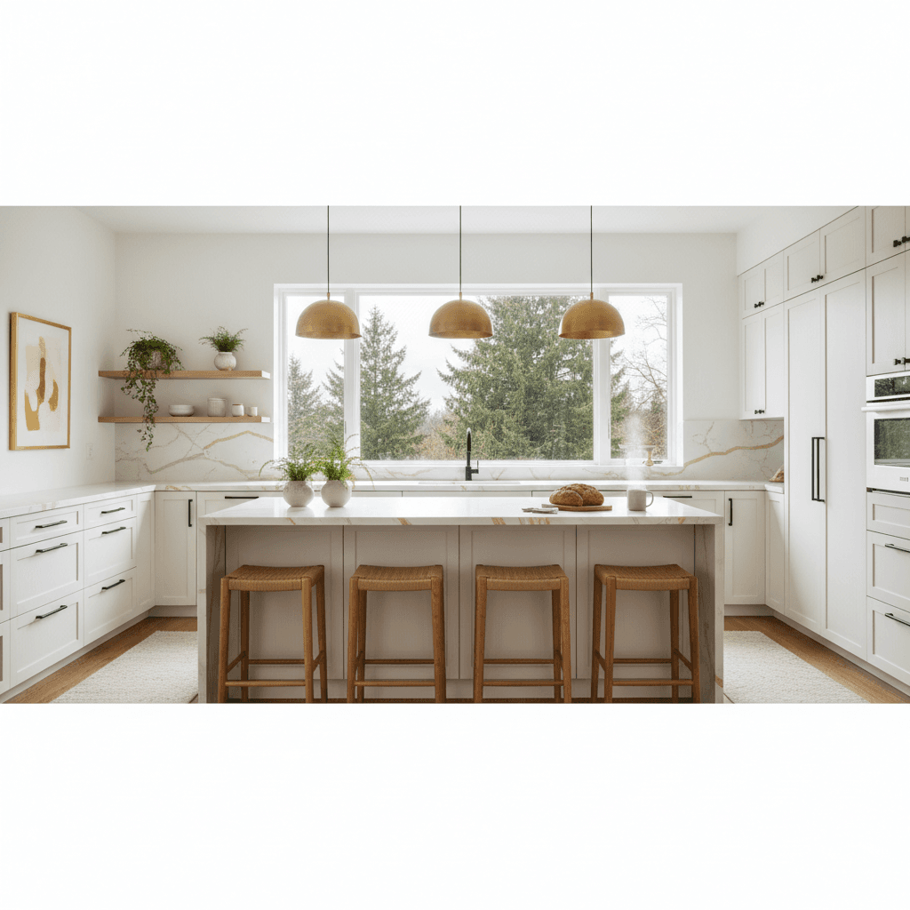 A calculator and blueprint for a Seattle kitchen remodel project