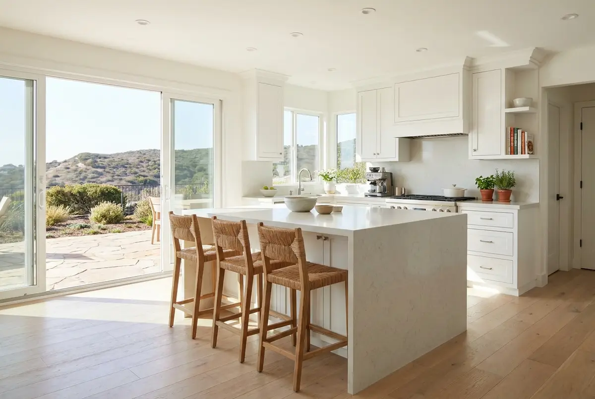 A remodeled open kitchen in a 1990s Carlsbad house
