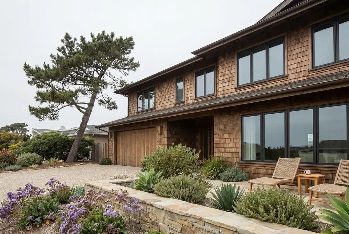 A renovated 1970s wood-sided house in Del Mar on a street near the beach