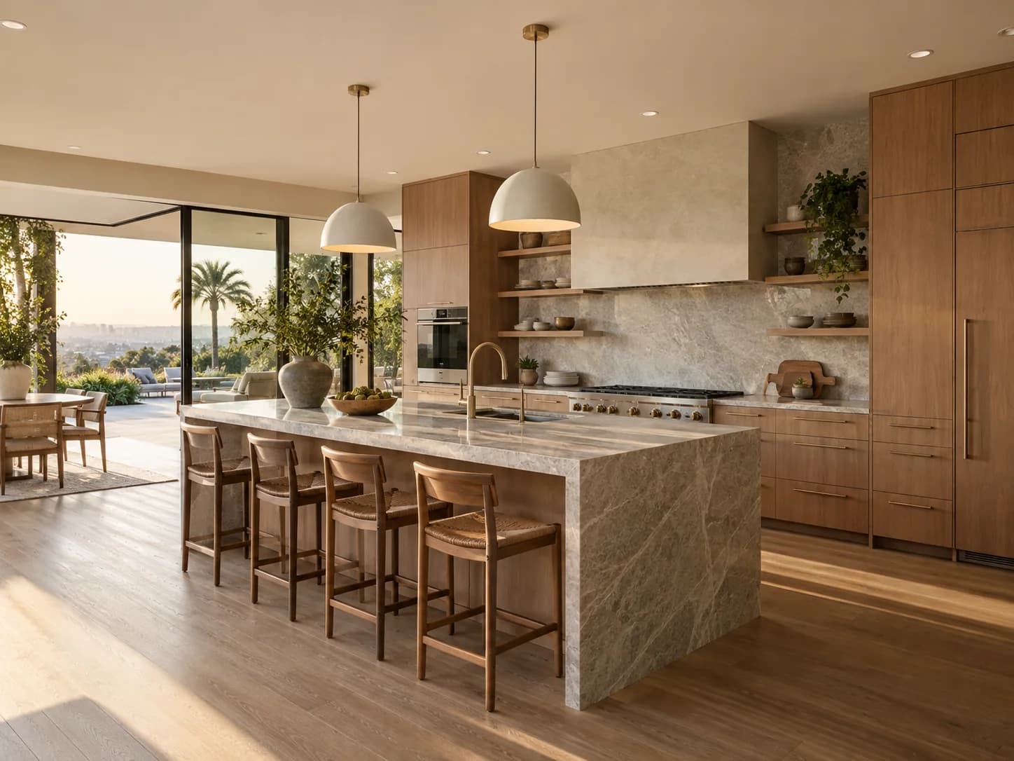 Illustrative spacious kitchen with a large island and contemporary cabinetry
