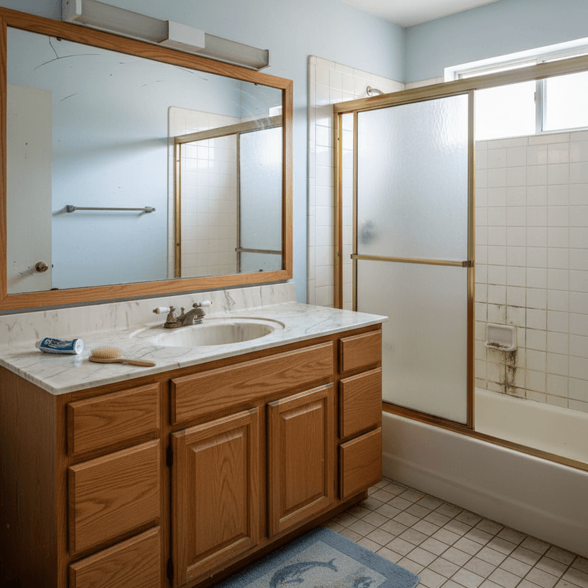 Before: A 1990s Builder Bathroom Becomes a Spa Retreat (Bellevue)