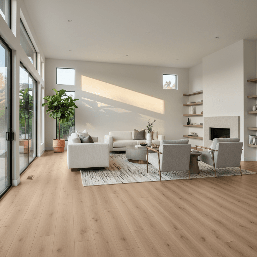 After: From Beige Carpet to Wide-Plank LVP (Irvine)