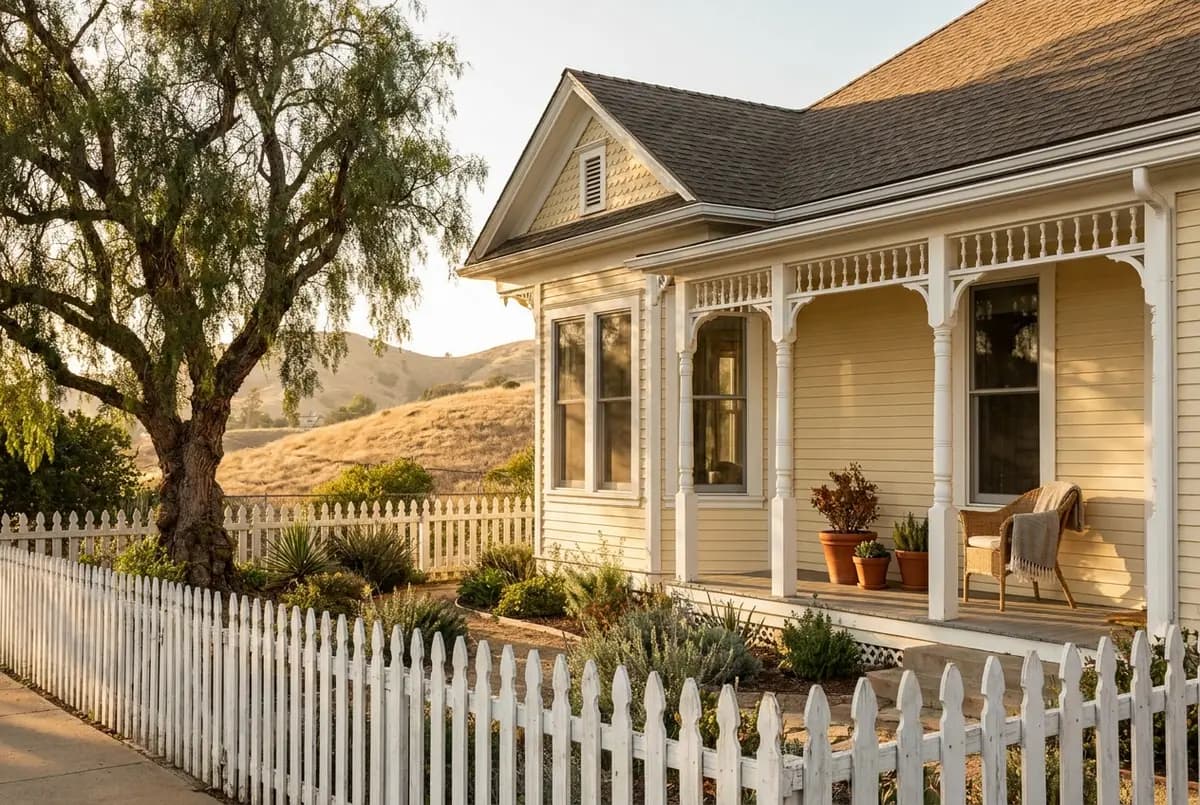 A restored 1910s Victorian-era cottage in Escondido's historic district