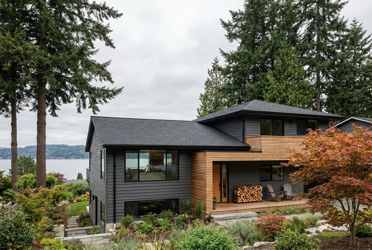 A renovated 1970s split-level house in Kirkland, Washington