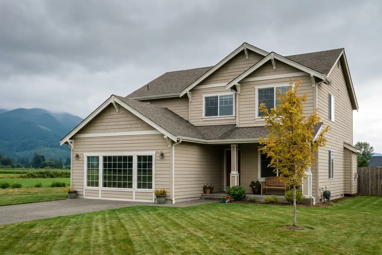 A two-story house in Marysville with its former garage converted to a bright room