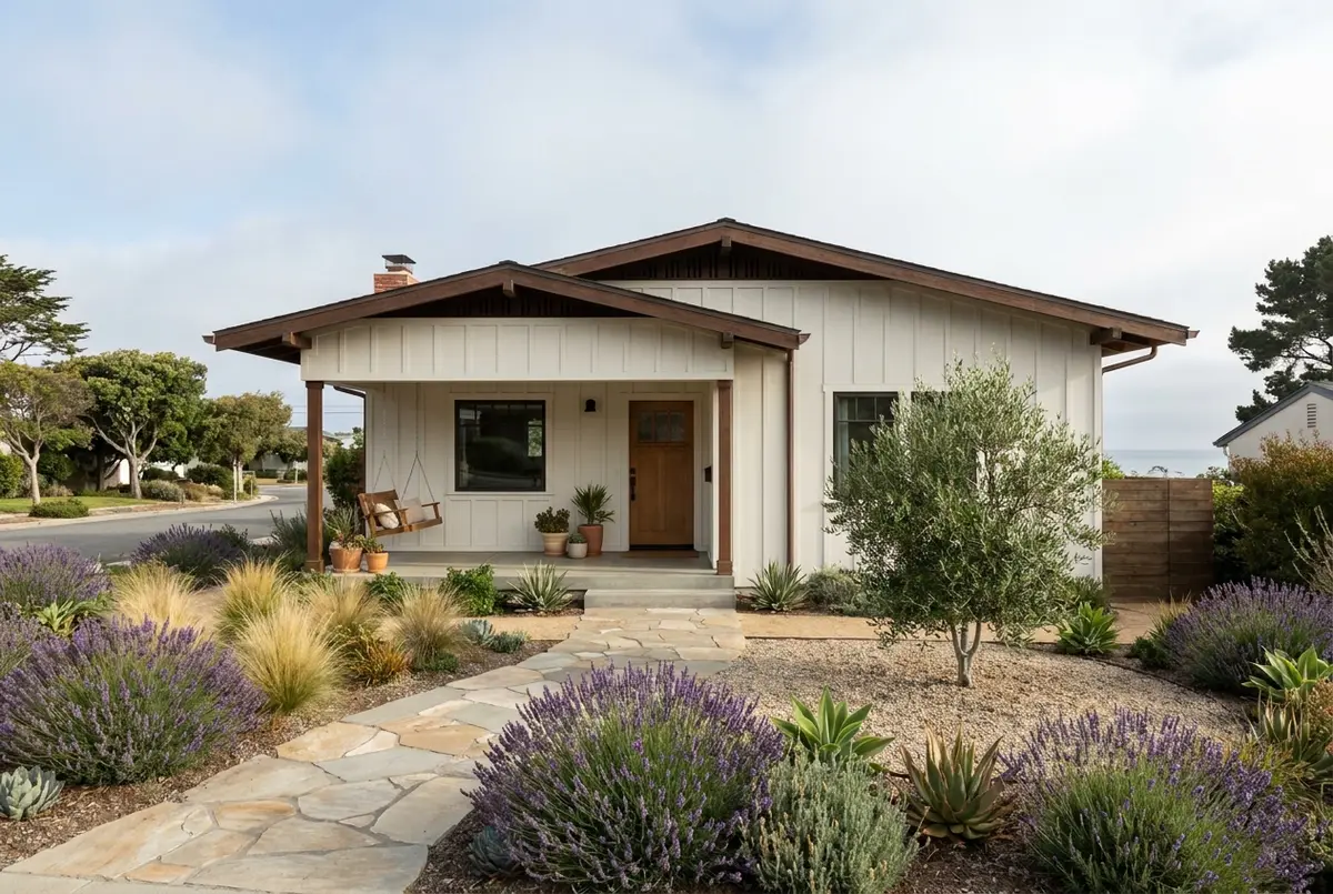 A renovated 1920s Craftsman bungalow on a quiet Santa Monica street near the coast