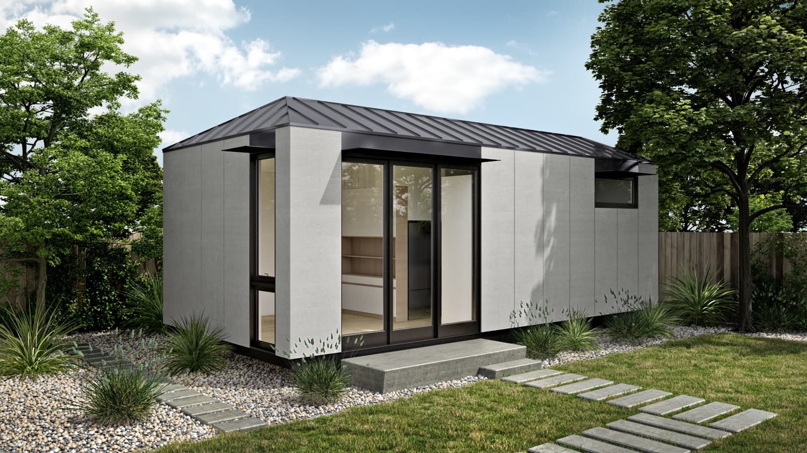 Rendering of the LivingHome AD1 ADU from Plant Prefab (2018 design)