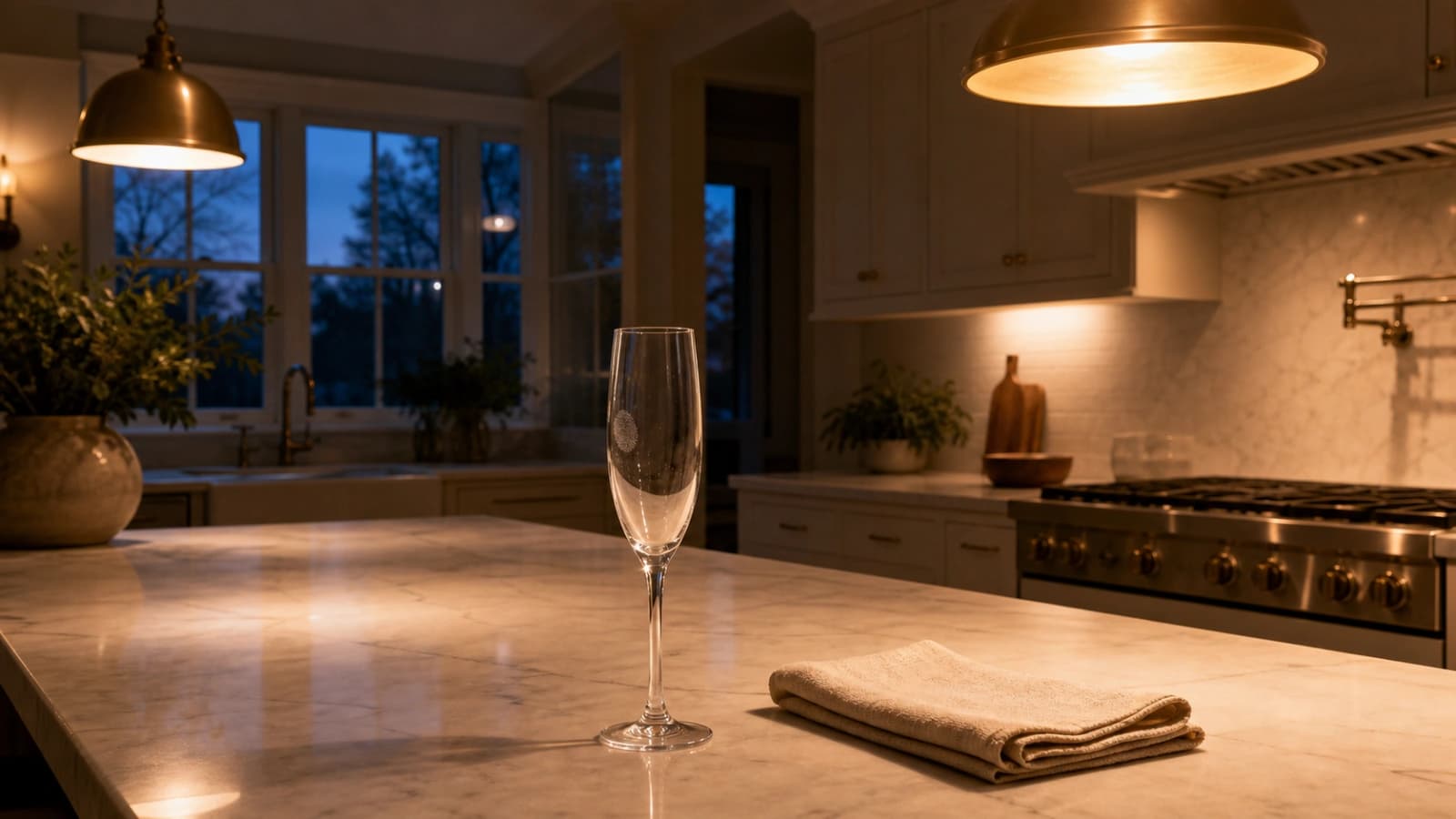 A renovated kitchen with new cabinetry and stone countertops in a Los Angeles home.