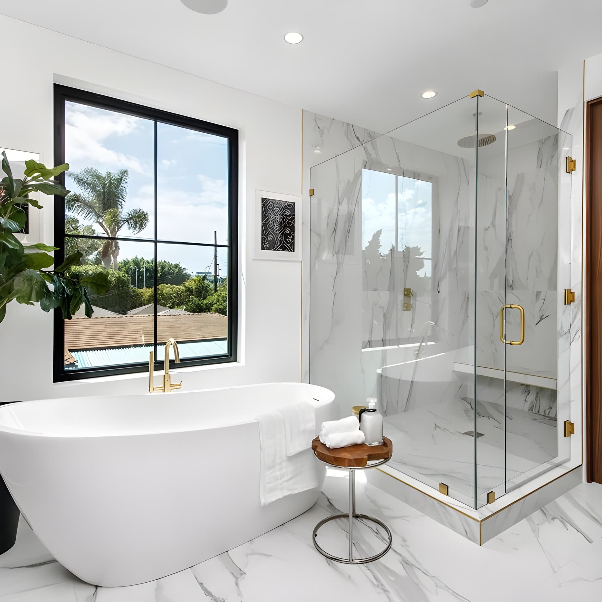 This bathroom is all about precision, light, and high-end restraint