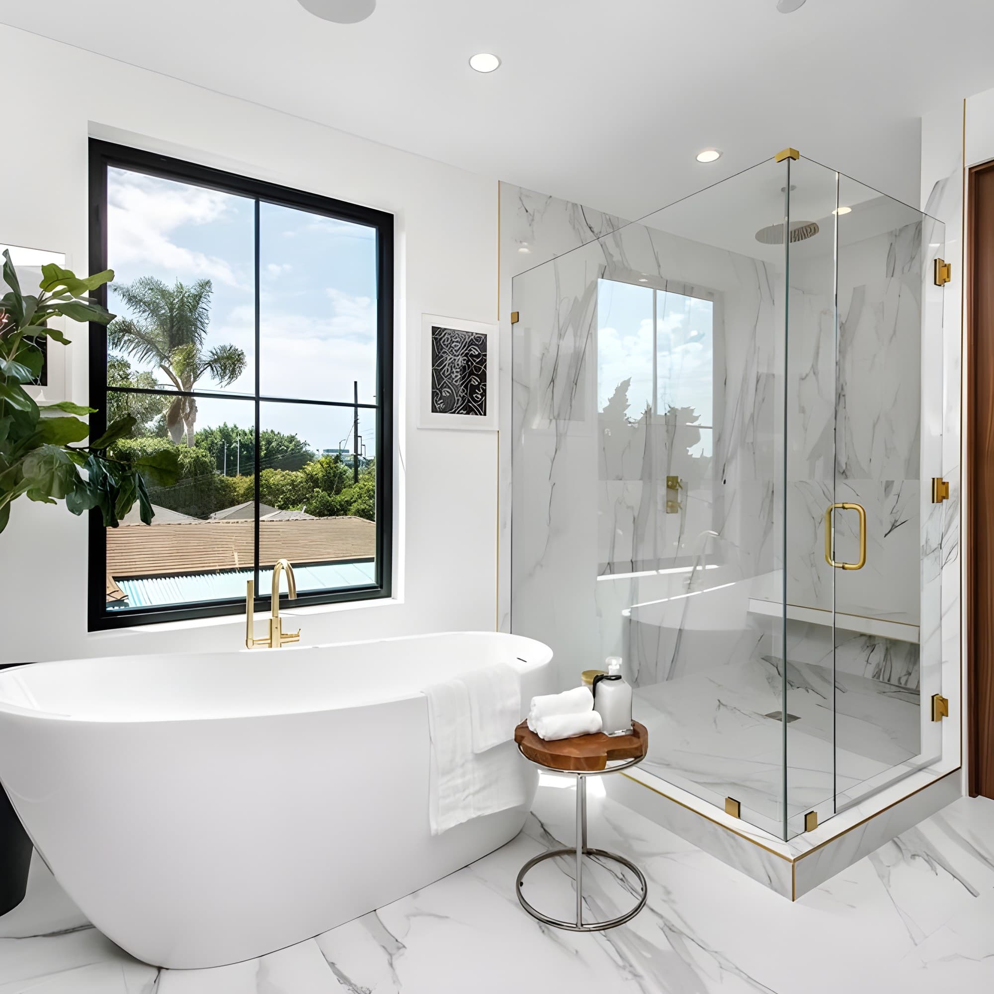 This bathroom is all about precision, light, and high-end restraint