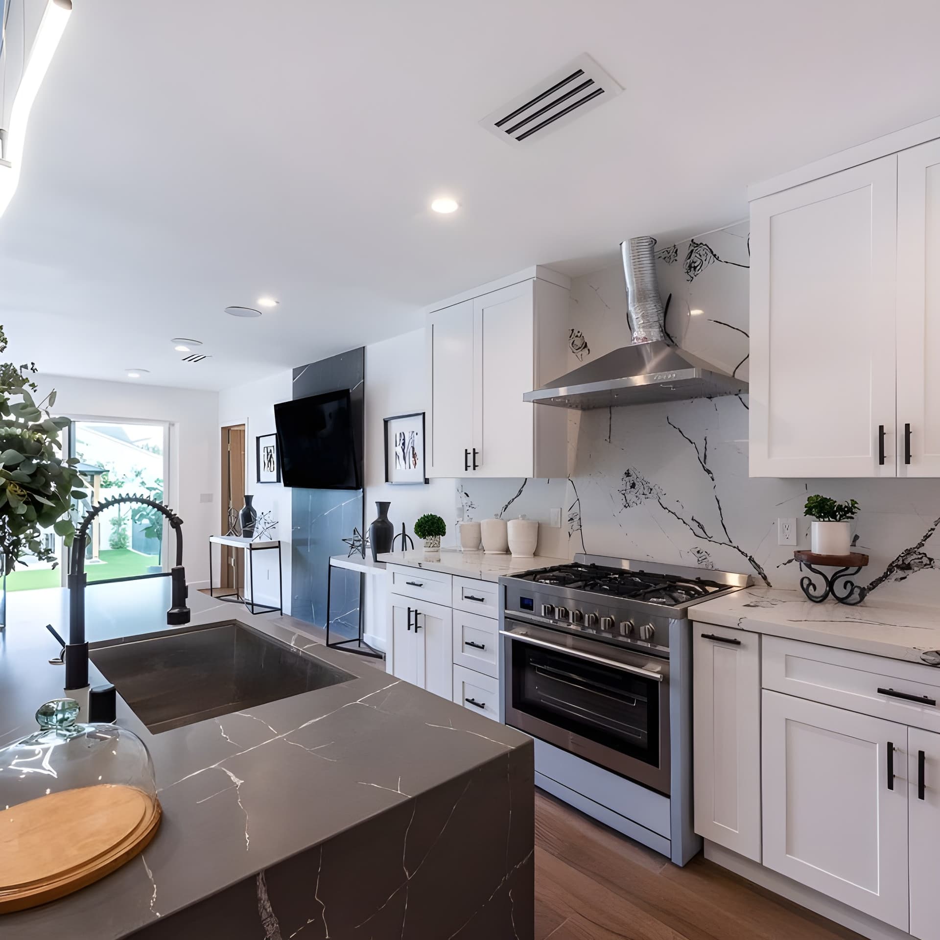 This kitchen is built to make a sharp first impression