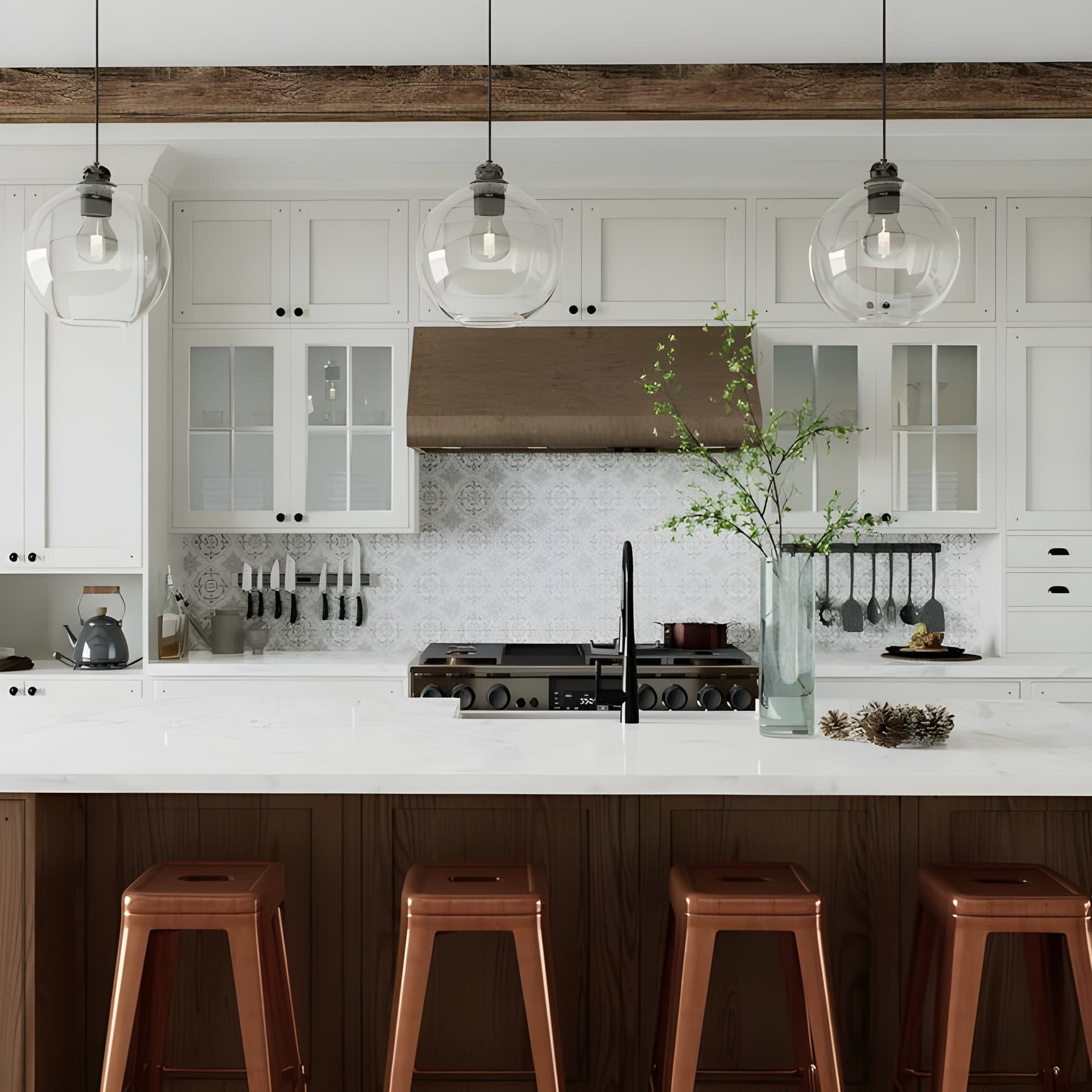 This kitchen brings tailored contrast to a classic architectural frame