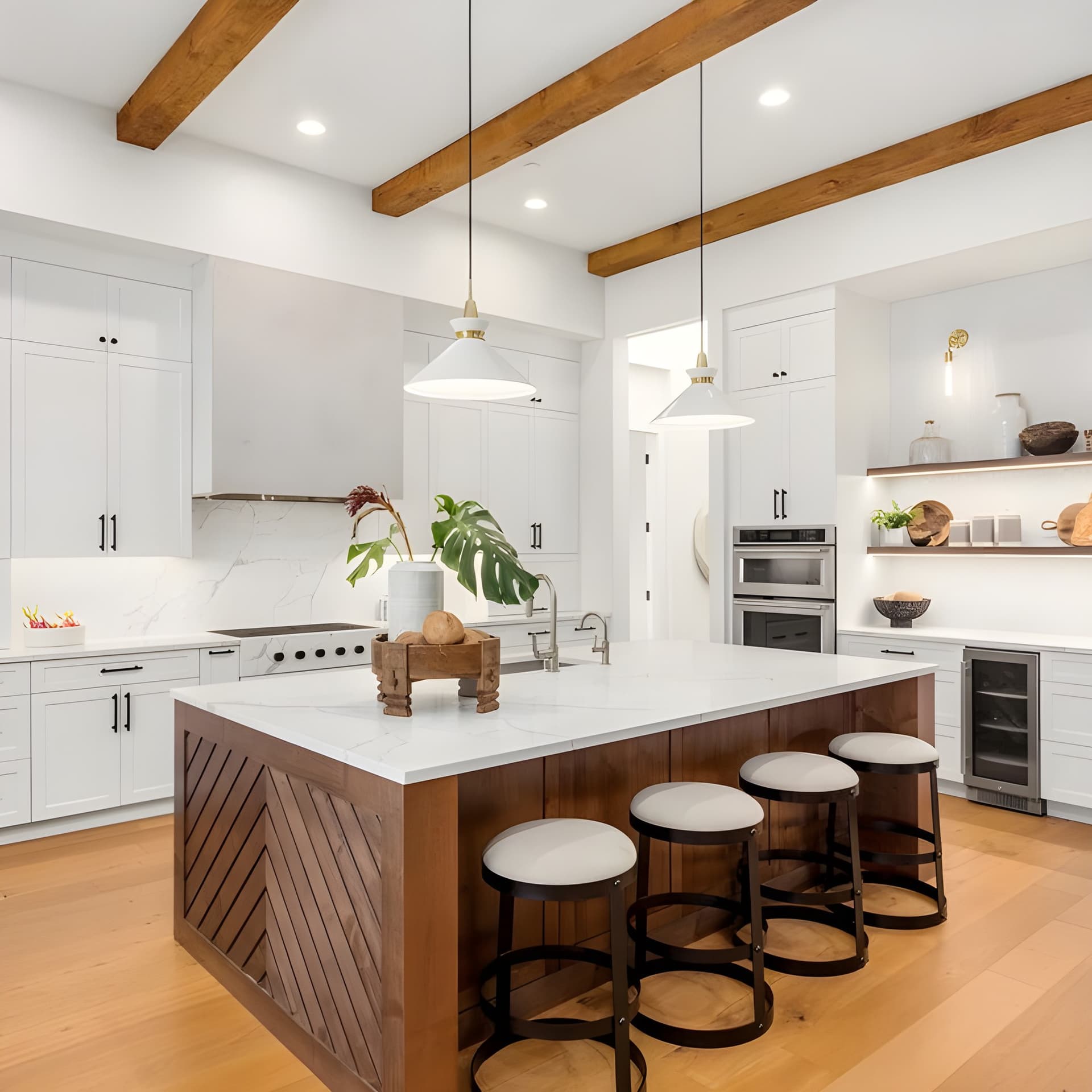 This kitchen is designed to feel expansive, elevated, and effortlessly composed