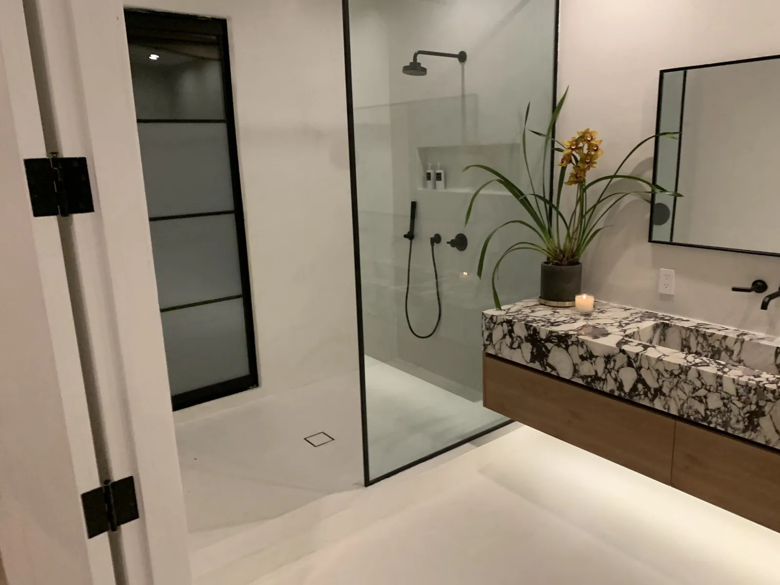 Primary suite bathroom addition with a walk-in shower, Pacific Palisades
