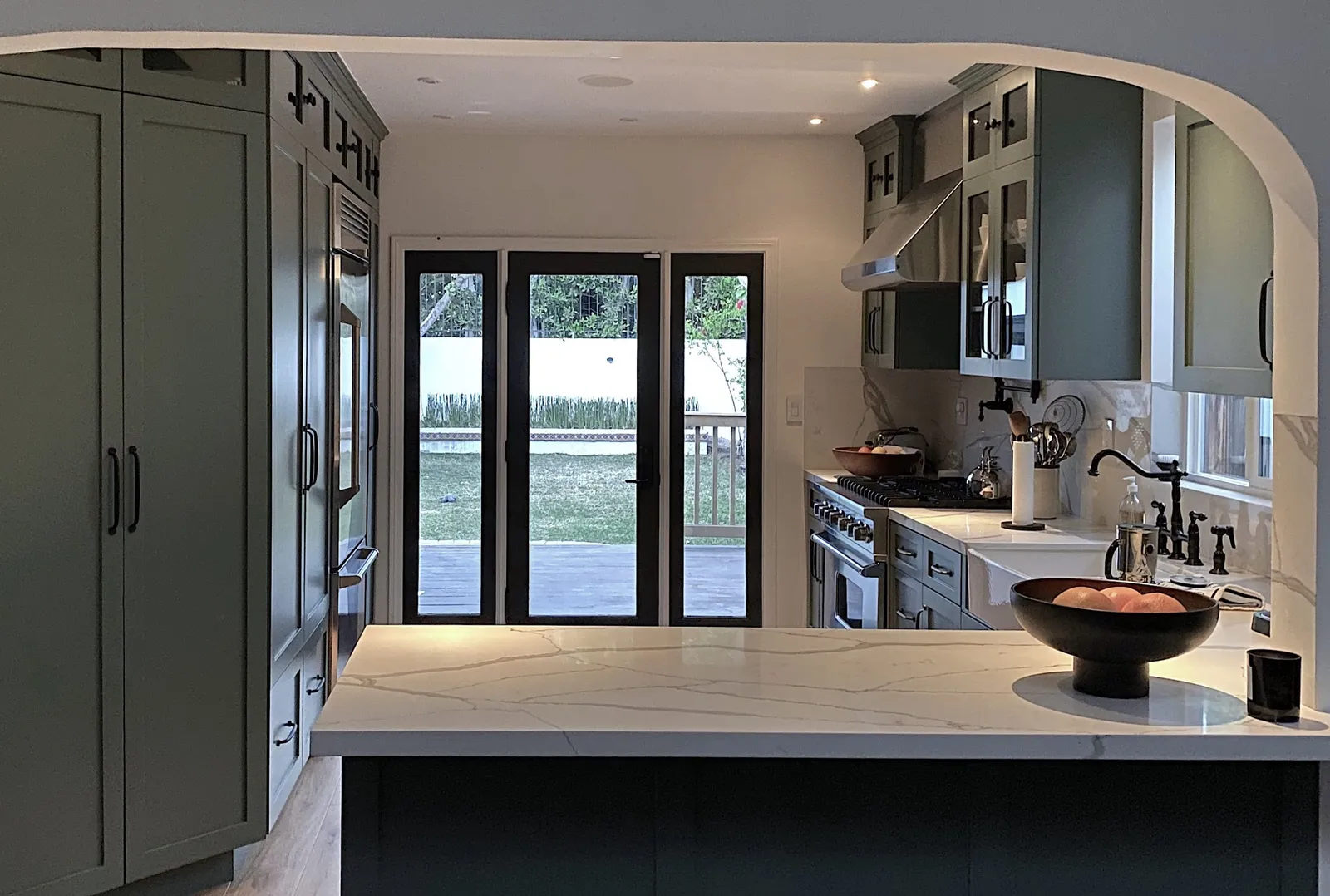 Remodeled kitchen with an arched opening, West Hollywood