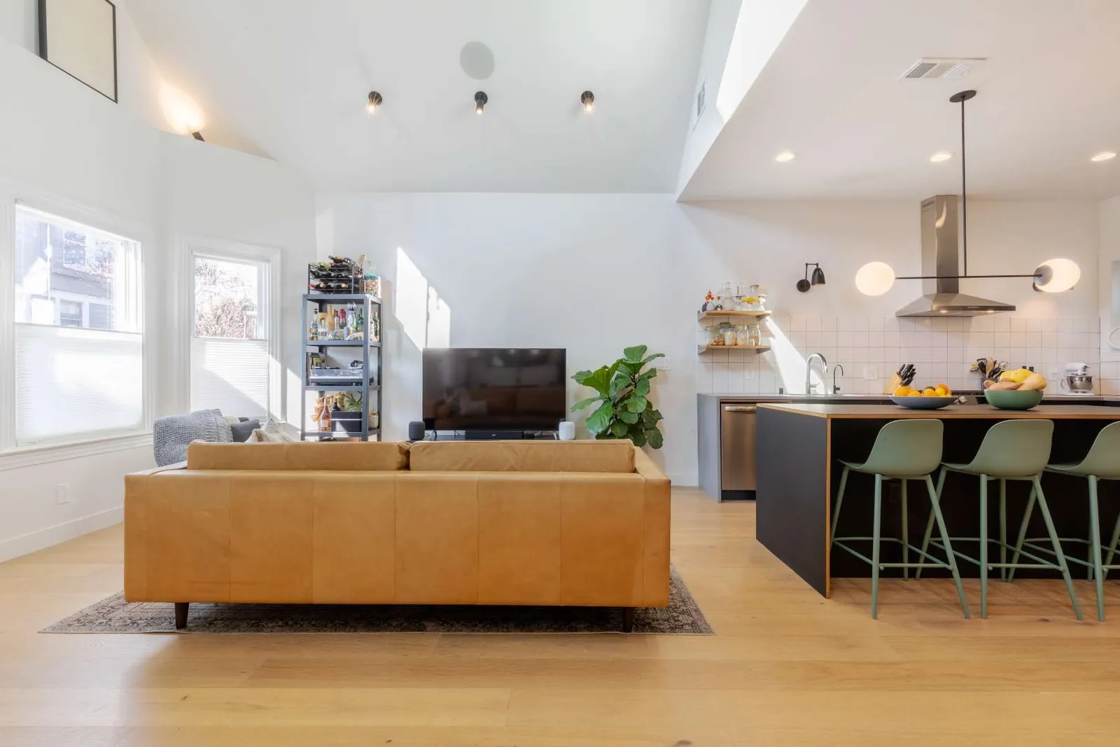 Open living room and kitchen, full-home remodel, San Francisco