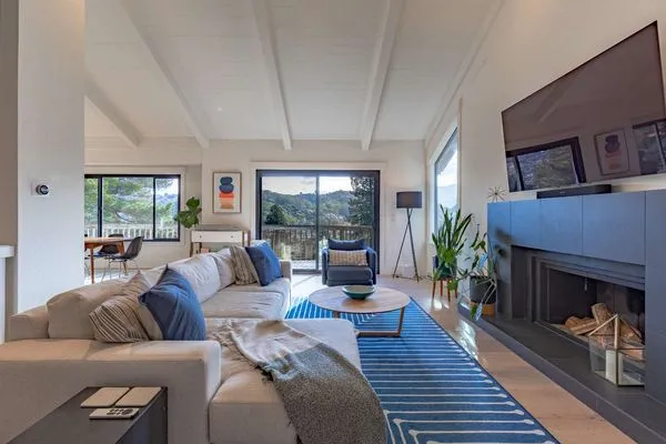Living room, full-home remodel, Mill Valley