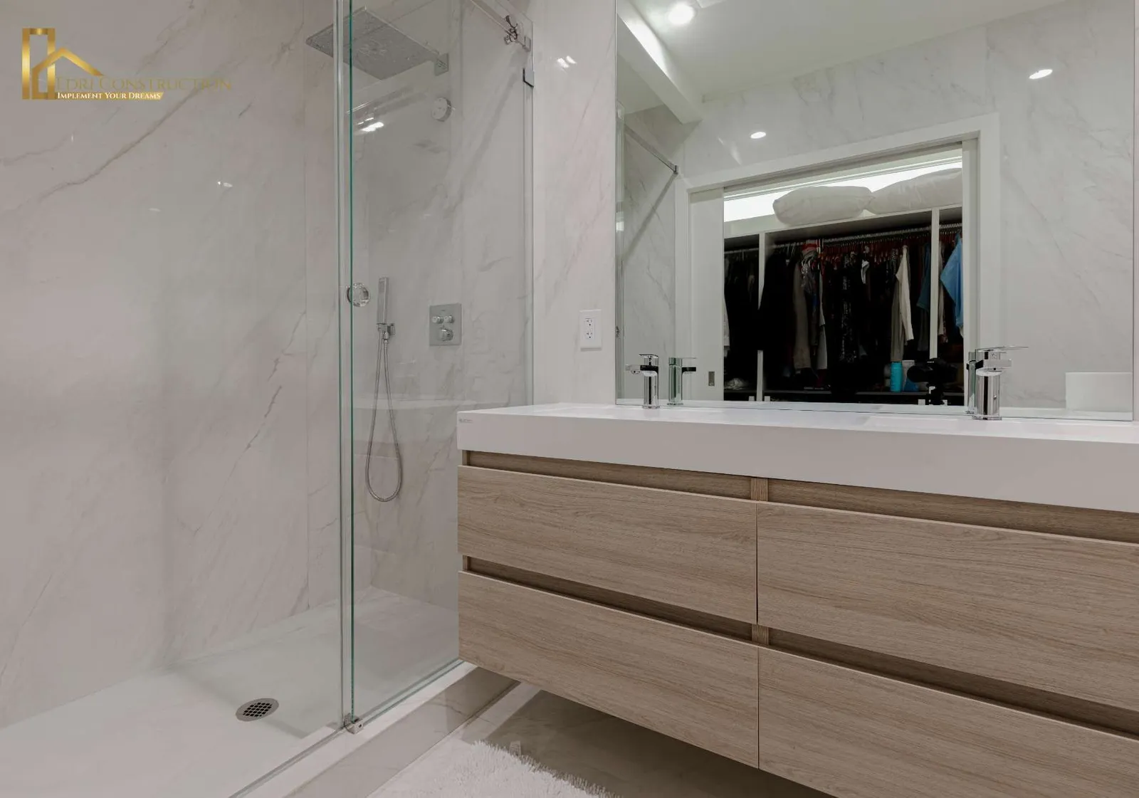 Primary bathroom with floating vanity, San Francisco