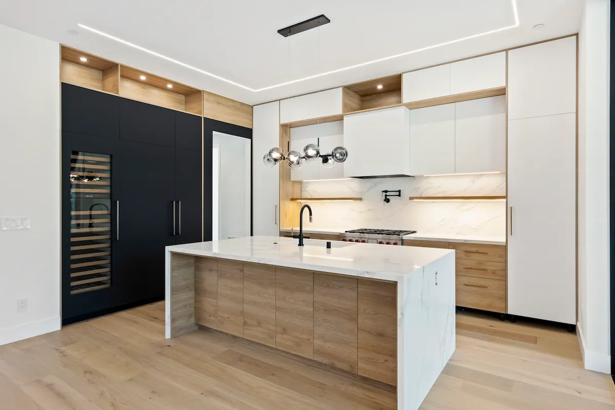 Kitchen with waterfall island, remodel, Mountain View