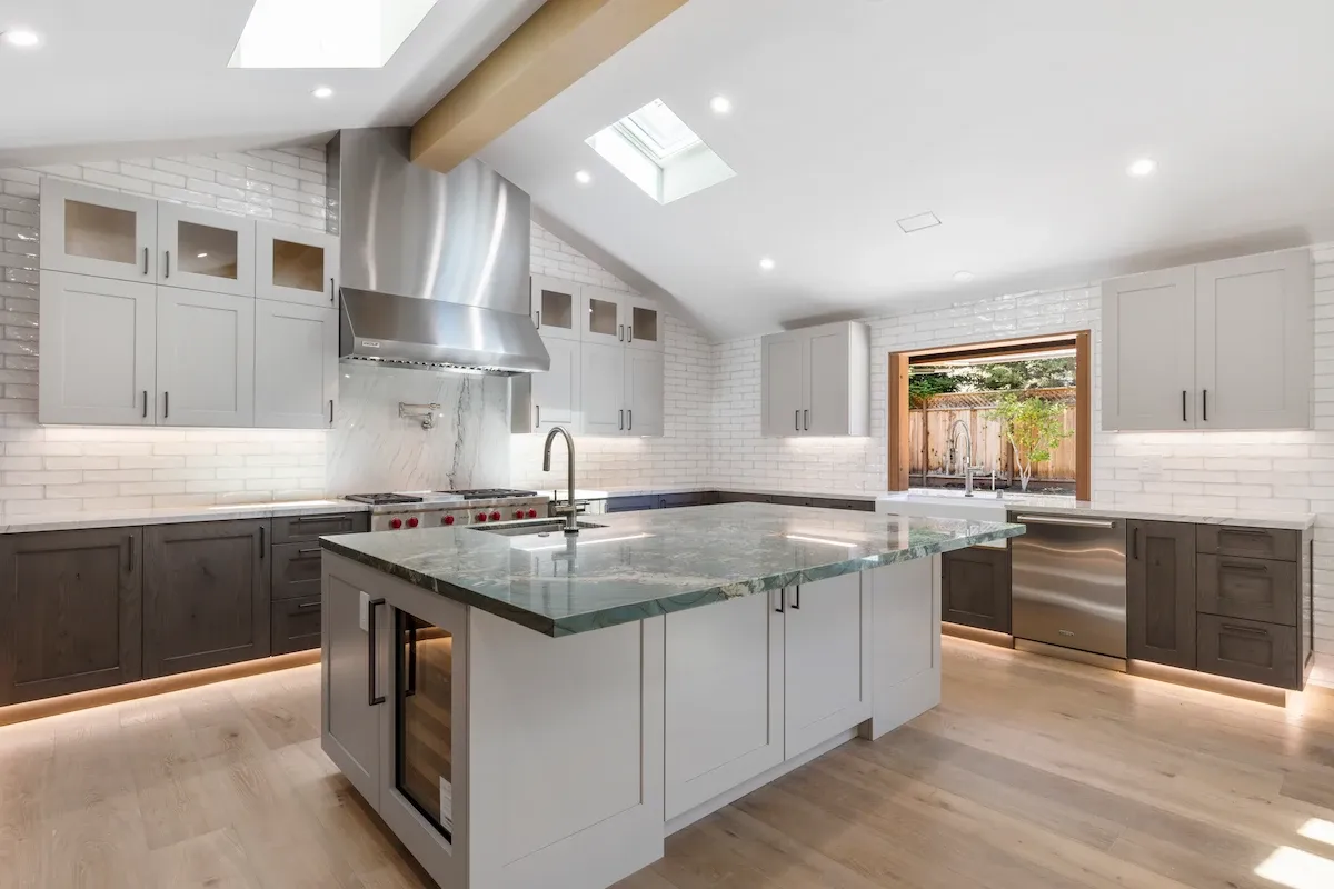 Kitchen with vaulted ceiling and skylights, remodel, Los Altos