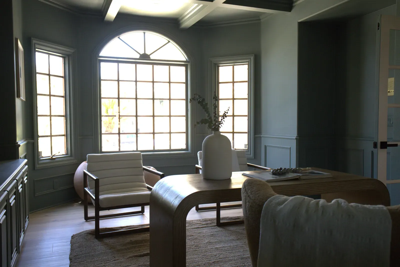 Home office with arched windows, whole-house renovation, Laguna Hills