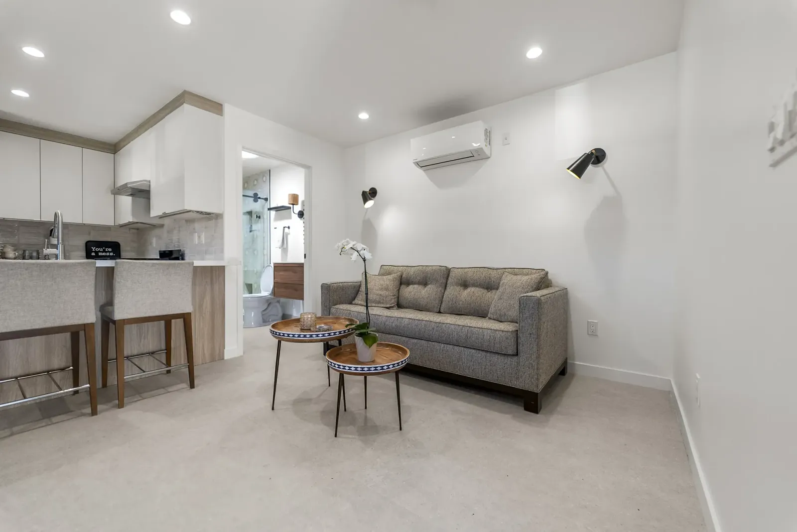 New construction ADU living room and kitchen, Dona Dorotea Dr