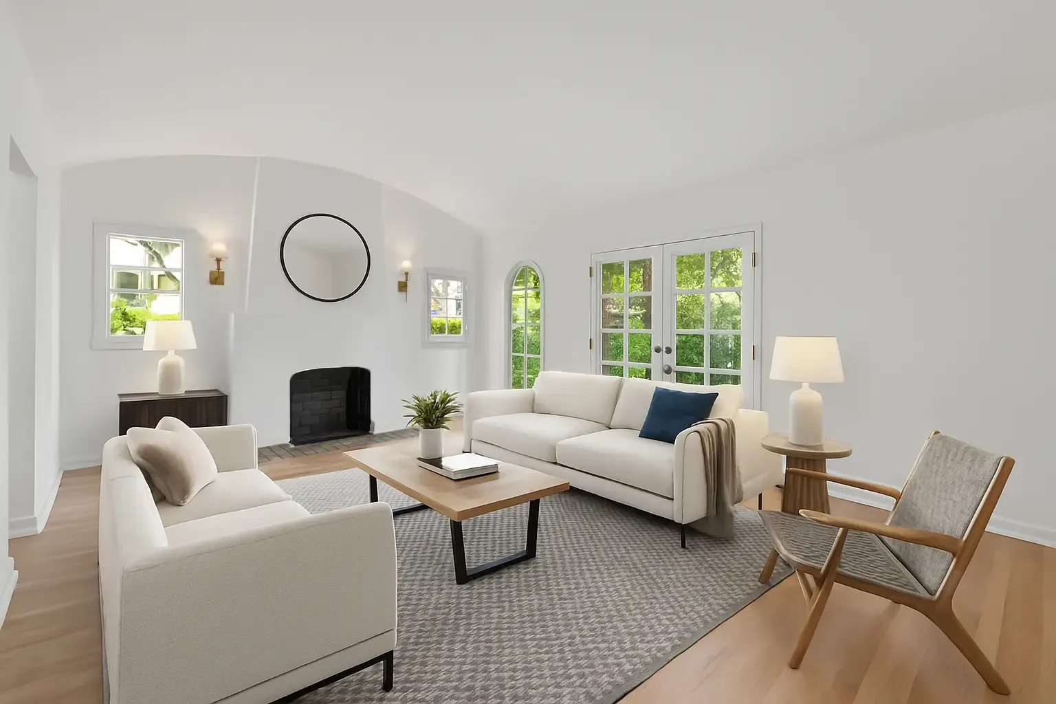 Living room with fireplace, Martel Ave full house remodel