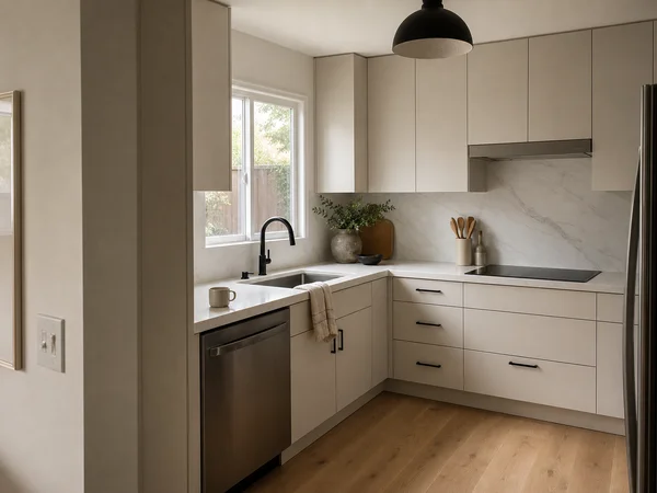 AI-generated visualization of a modern Los Angeles kitchen