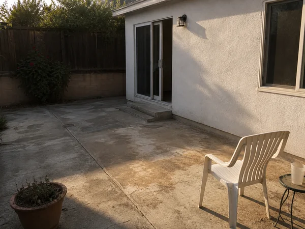 Before: bare Long Beach patio